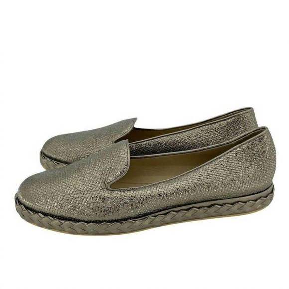 NEW TAPEET VICINI women's leather flats in gold - Picture 1 of 5